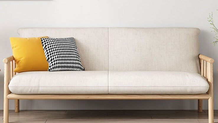Canapé scandinave LAYLA en bois massif de style japonais (4 tailles, 7 couleurs au choix)