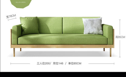 Canapé nordique simple en bois massif ELEANOR (1 à 3 places, 6 couleurs au choix)