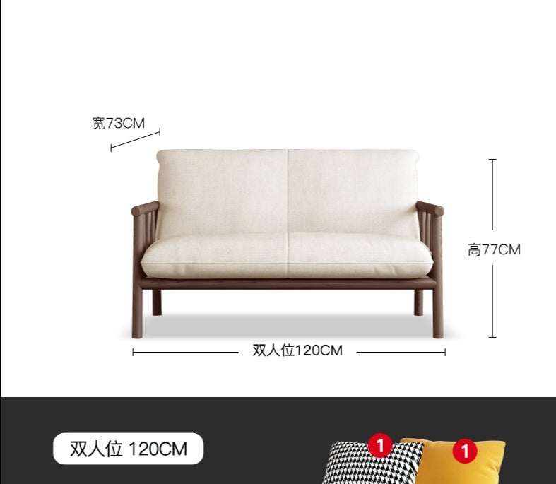 Canapé scandinave LAYLA en bois massif de style japonais (4 tailles, 7 couleurs au choix)