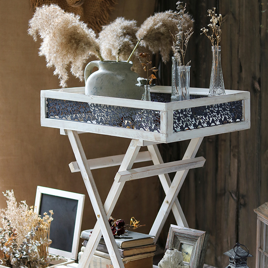 Support à plantes pliable à double étagère Khajag