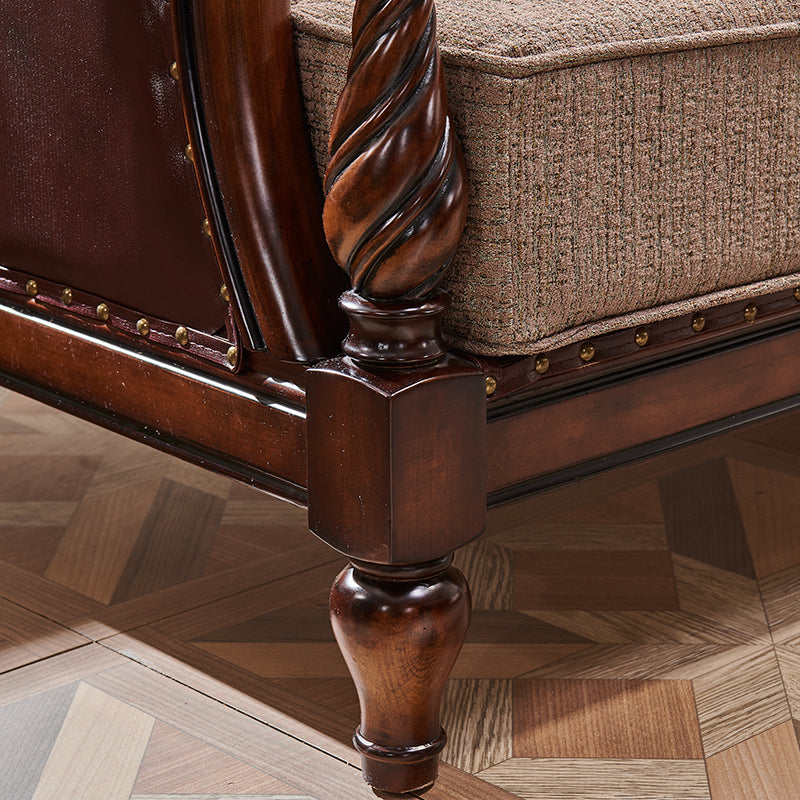 Canapé américain en bois massif BOSTON HILTON avec accoudoirs 1+2+3 et assise en cuir et tissu