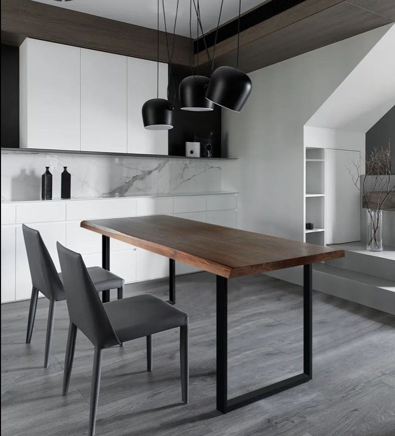 Table à manger BRYCE Nordic Scandinave Rétro en Bois Massif Bois Dur Américain 