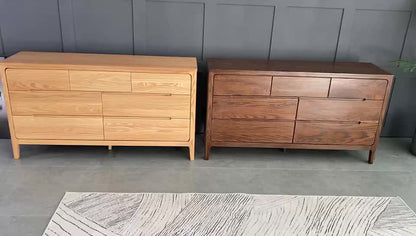 Commode en bois massif EMERSYN HYATT en chêne rouge d'Amérique du Nord (2 couleurs, 6 tailles) 