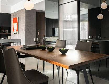 Table à manger EMMETT en bois massif de style nordique rétro