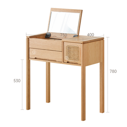 Coiffeuse et tabouret Freya en bois massif 