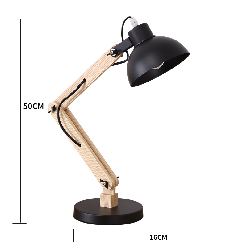 Lampe de bureau en bois massif Aalin