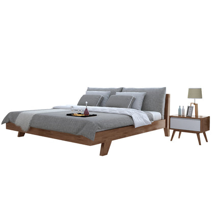 Lit double en bois massif scandinave nordique japonais AMELIA