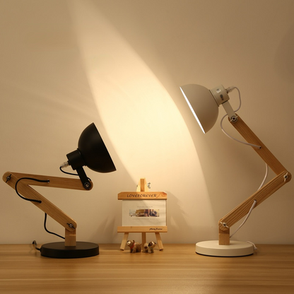 Lampe de bureau en bois massif Aalin