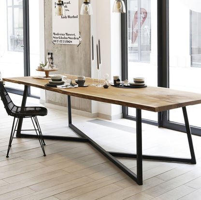 ABIGAIL Table de conférence/bureau/salle à manger moderne, contemporaine et minimaliste avec plateau en bois