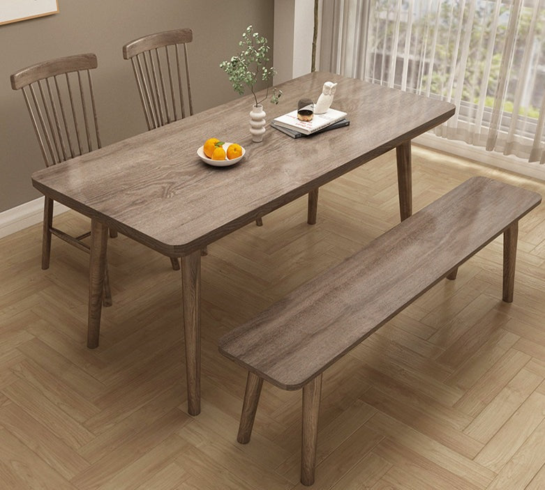 Table à manger minimaliste ADALINE nordique tout en bois massif 
