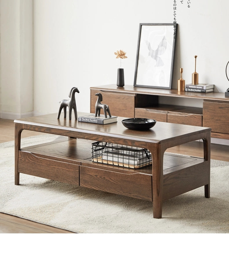 Table basse en bois massif pur de style japonais AKAGI