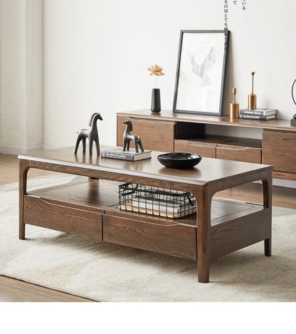 Table basse en bois massif pur de style japonais AKAGI