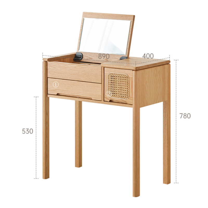 Coiffeuse et tabouret Freya en bois massif 