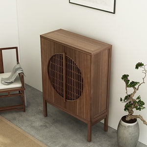 LENA SHERATON Armoire de rangement style chinois en orme ancien