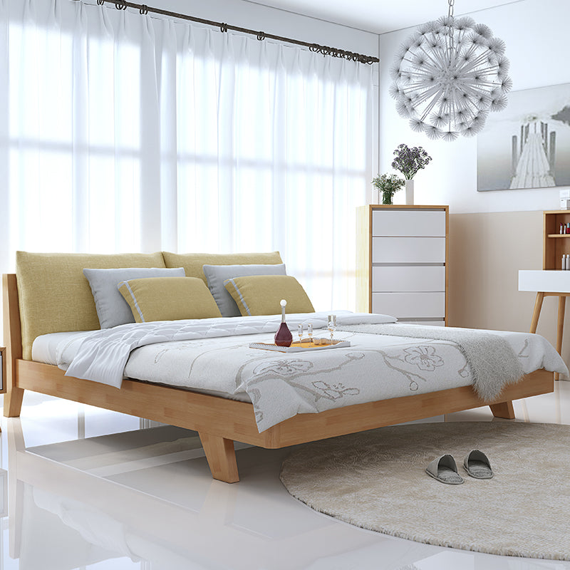 Lit double en bois massif scandinave nordique japonais AMELIA
