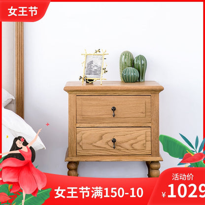 Table de chevet EZEKIEL de style campagnard américain français avec 2 tiroirs (3 couleurs au choix) 