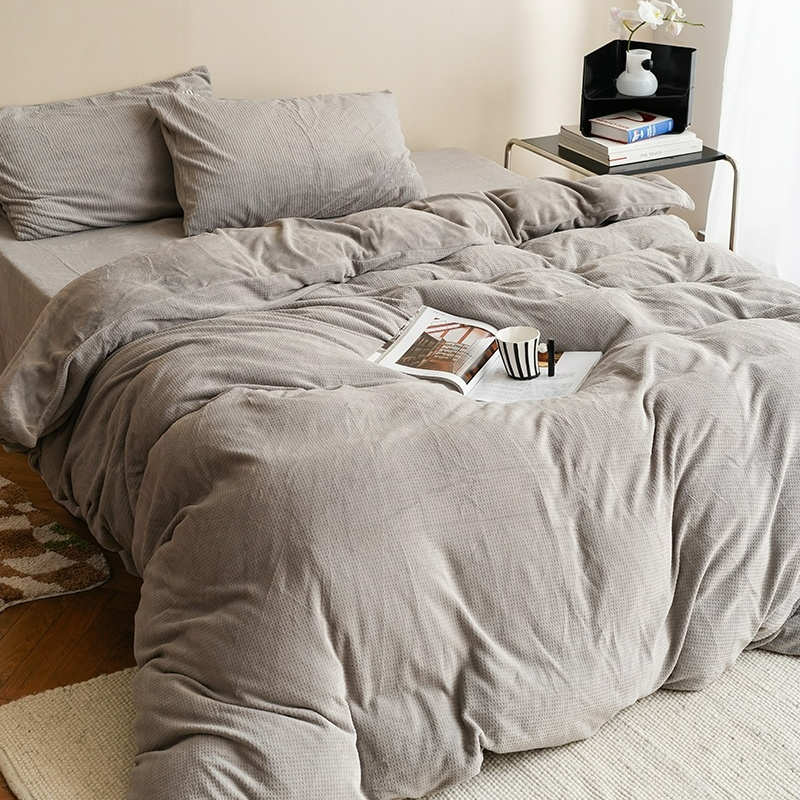 Ensemble de draps en velours corail Holly