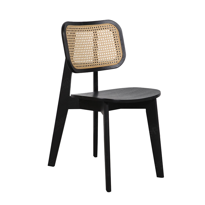 Chaise de salle à manger japonaise Malia RITZ en rotin de style Nippon, noyer, cerisier, noir naturel