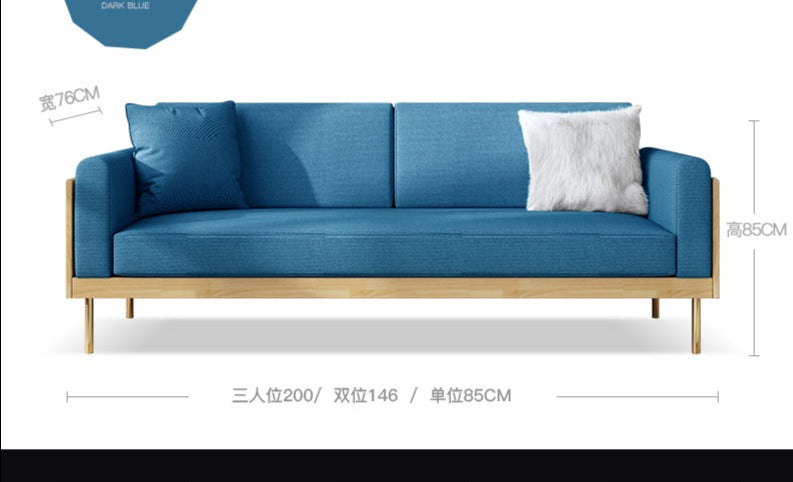 Canapé nordique simple en bois massif ELEANOR (1 à 3 places, 6 couleurs au choix)