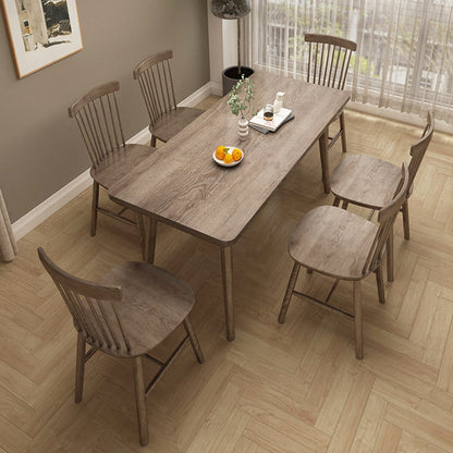 Table à manger minimaliste ADALINE nordique tout en bois massif 