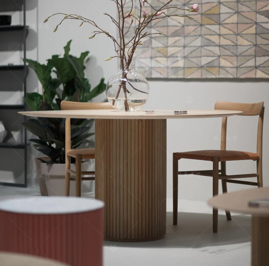 JAYLA NEW YORK REGIS Table à manger ronde minimaliste en bois massif