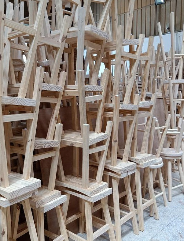 Tabouret de bar haut Luca en bois massif, chaise haute de café BR 067 WD