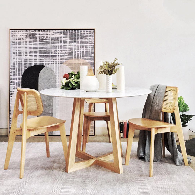 Chaise de salle à manger japonaise Malia RITZ en rotin de style Nippon, noyer, cerisier, noir naturel