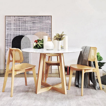 Chaise de salle à manger japonaise Malia RITZ en rotin de style Nippon, noyer, cerisier, noir naturel