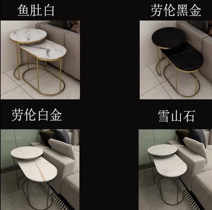 Table basse ALEX ovale et ronde en marbre italien minimaliste de luxe