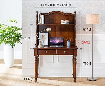 Bureau ABEL en bois massif avec étagère