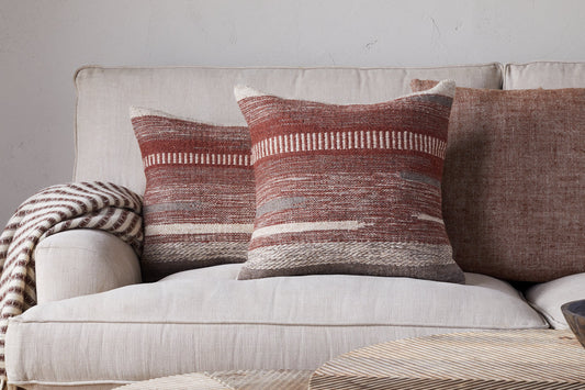 Housse de coussin en laine Aakash - Rouille