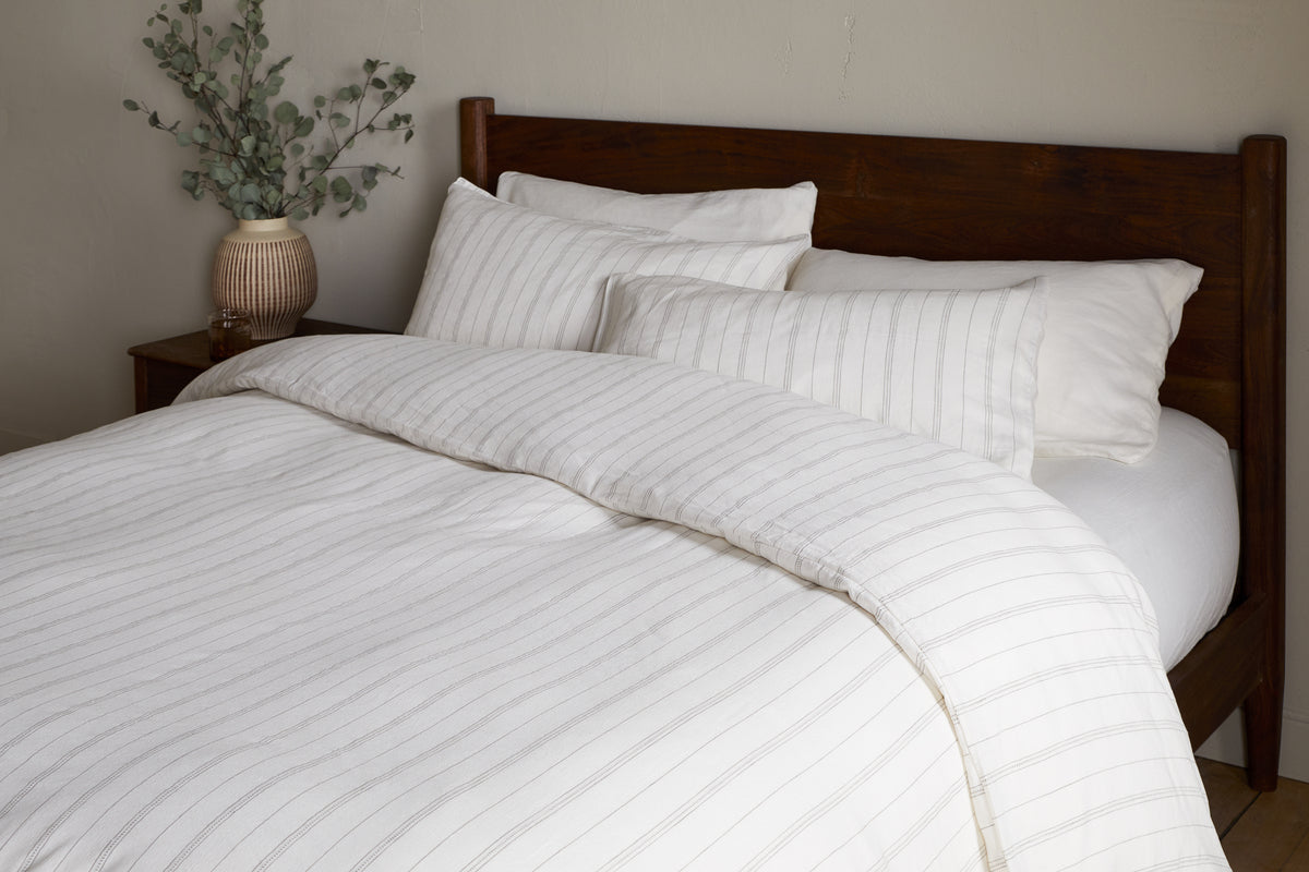 Housse de couette Anta en chanvre et coton – Vert sauge
