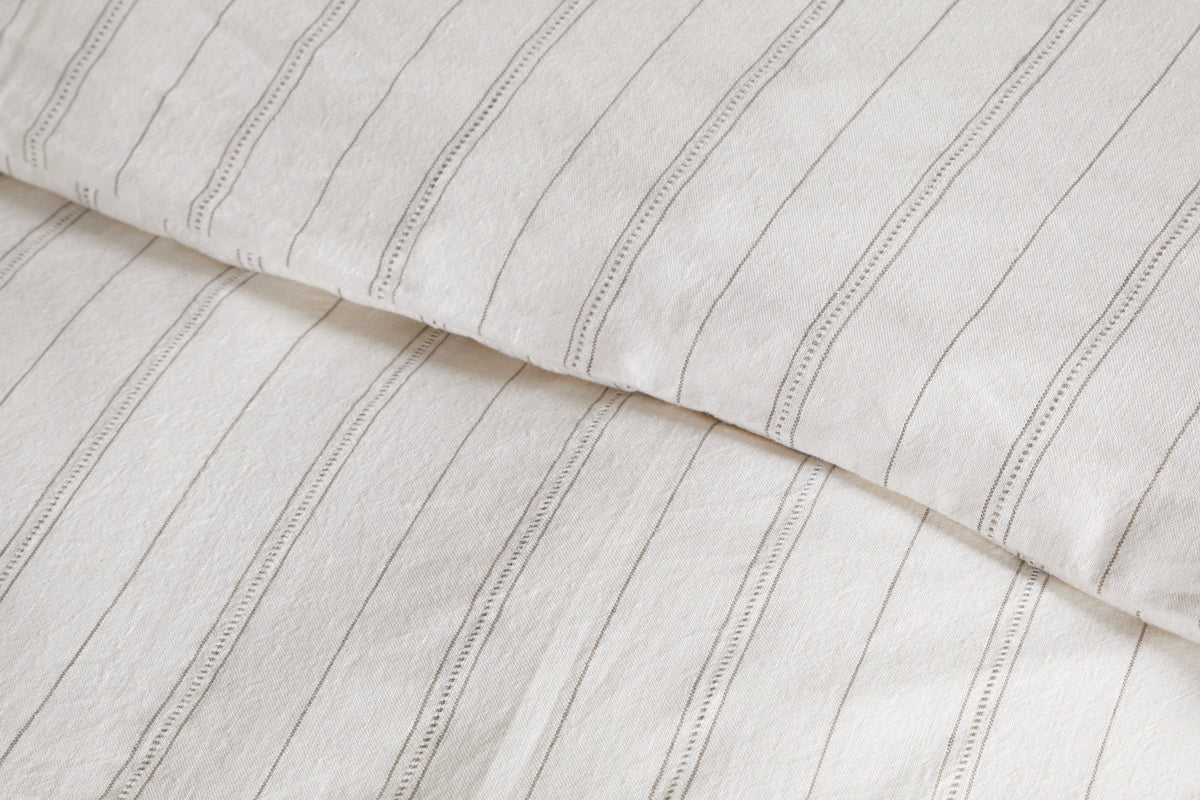 Housse de couette Anta en chanvre et coton – Vert sauge