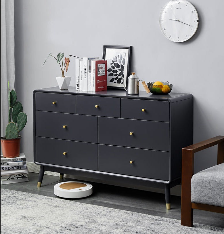 Commode ADELINE COURTYARD en bois massif noir, noyer, blanc, couleur naturelle