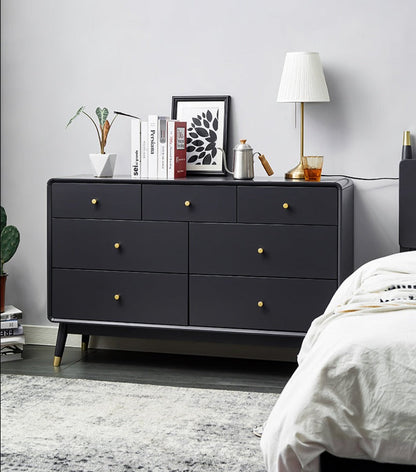 Commode ADELINE COURTYARD en bois massif noir, noyer, blanc, couleur naturelle