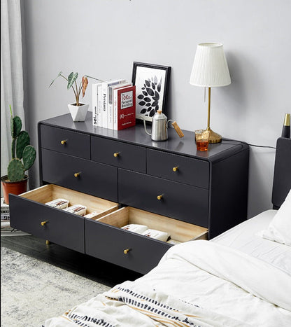 Commode ADELINE COURTYARD en bois massif noir, noyer, blanc, couleur naturelle