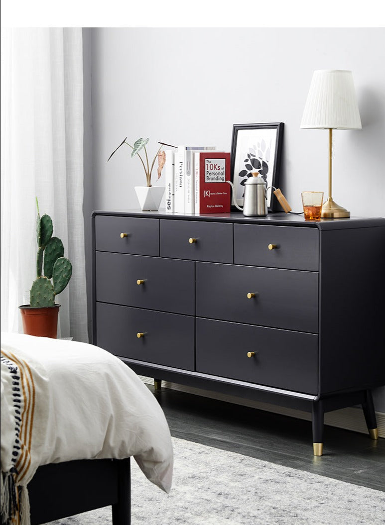 Commode ADELINE COURTYARD en bois massif noir, noyer, blanc, couleur naturelle