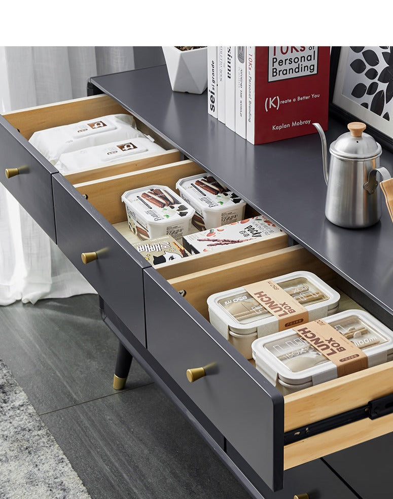 Commode ADELINE COURTYARD en bois massif noir, noyer, blanc, couleur naturelle