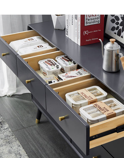 Commode ADELINE COURTYARD en bois massif noir, noyer, blanc, couleur naturelle