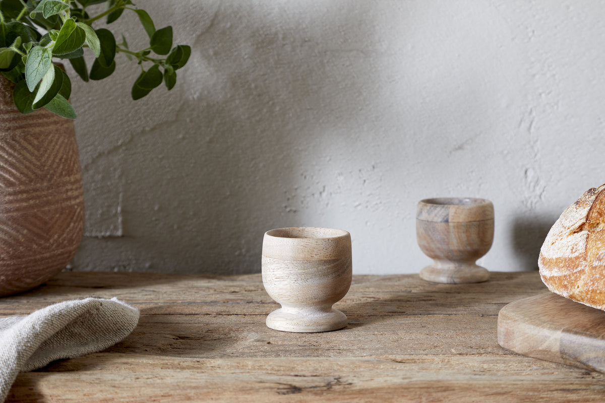 Coquetier en bois Awa - Naturel - (Lot de 2)