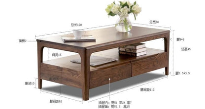 Table basse en bois massif pur de style japonais AKAGI