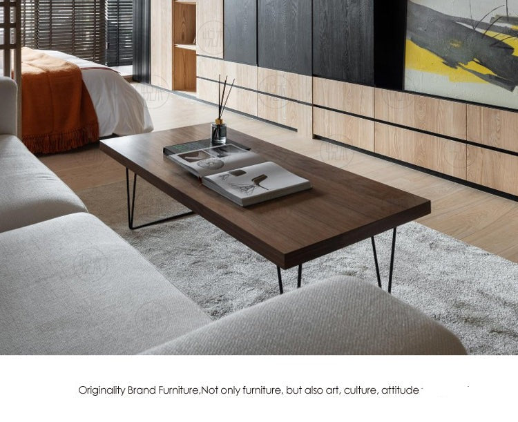 Table basse ALINA RADISSON style scandinave américain rétro en bois massif (4 tailles, 4 couleurs)