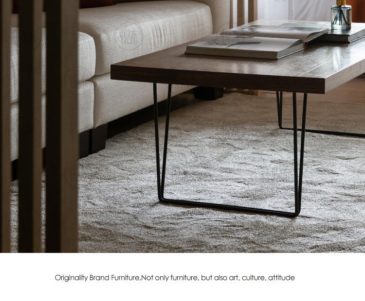 Table basse ALINA RADISSON style scandinave américain rétro en bois massif (4 tailles, 4 couleurs)