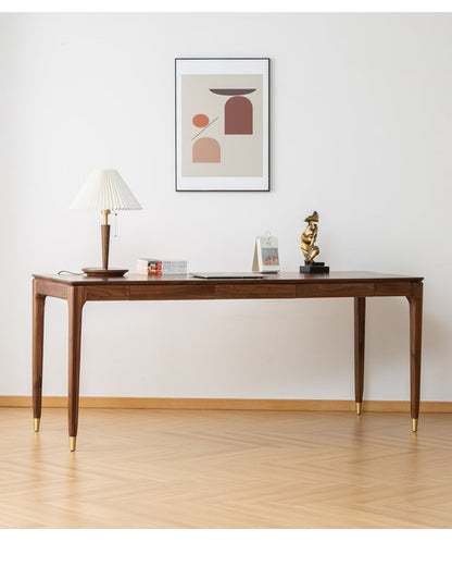 ALIVIA RITZ Table console de bureau moderne en bois massif Naturel / Noyer