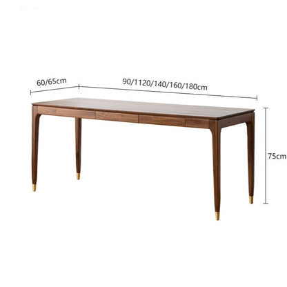 ALIVIA RITZ Table console de bureau moderne en bois massif Naturel / Noyer