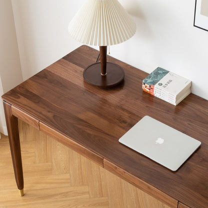 ALIVIA RITZ Table console de bureau moderne en bois massif Naturel / Noyer