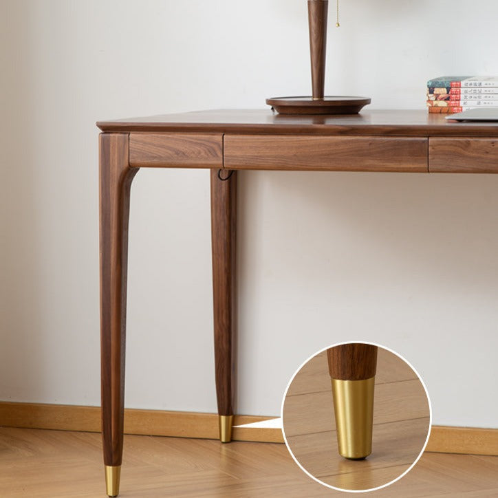 ALIVIA RITZ Table console de bureau moderne en bois massif Naturel / Noyer