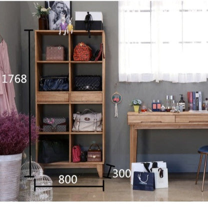 Bibliothèque/Vitrine ANA NEW YORK HILTON en bois dur américain, noyer, couleur naturelle, 3 tailles 