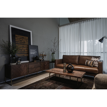 Table basse à chevrons ANGELINA en bois massif design