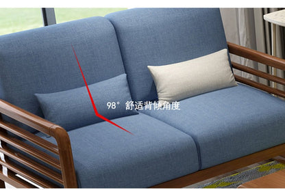 Canapé scandinave de luxe ARIA en bois massif de style nordique (couleur noyer/naturel, ensemble de 10 combinaisons)